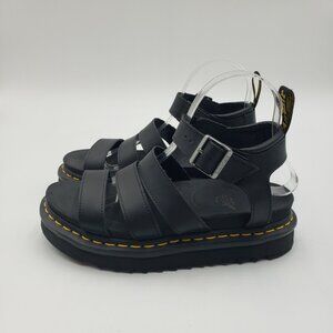 Dr. Martens Blaire Sandals 7 Womens Chunky Leather Buckle Strap Black